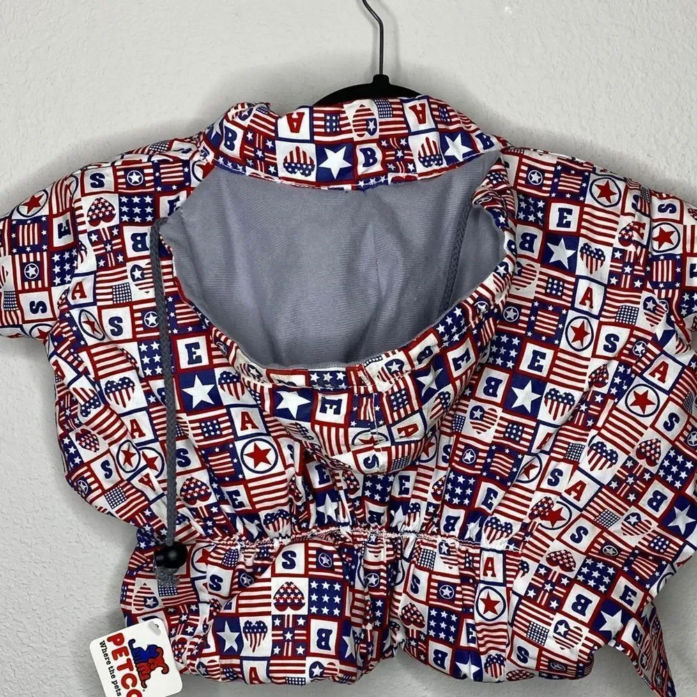 Dickens Closet Patriotic‎ Flag Dog Parka nwt